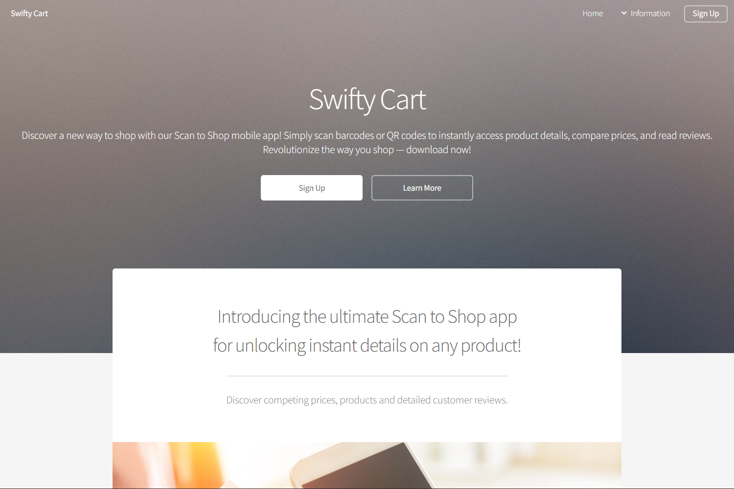 Swifty Cart home page